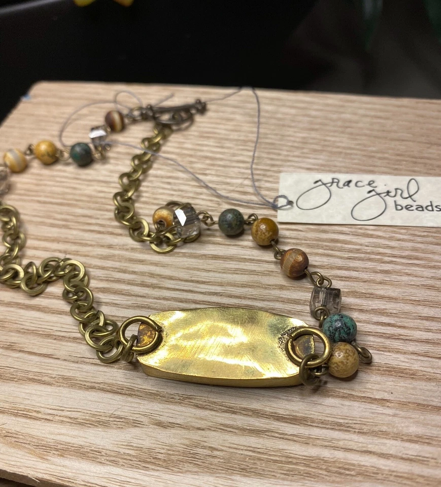 HANDMADE Chain Artisan Abalone Natural Gemstone Choker/Bracelet Wrap GORGEOUS - Image 4 of 4