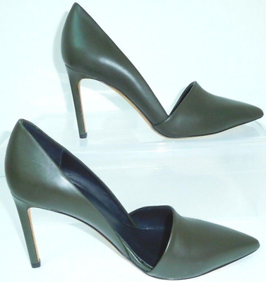 VINCE ~ 8 / eur 39 ~ OLIVE GREEN D'ORSAY LEATHER HEELS ~ claire paulette  pumps