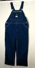 Liberty Carpenter Style Blue Jean Bib Overalls Mens 40 Cut Off Inseam 26 In Flaw
