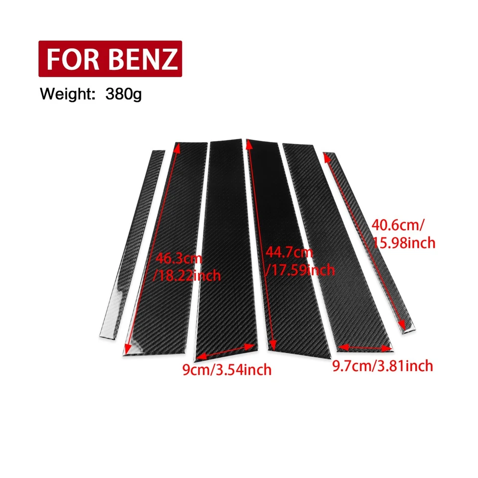 6 peças acabamento de painel externo de fibra de carbono real pilar B para Benz GLE W167 2019-2024 - Imagem 2 de 4
