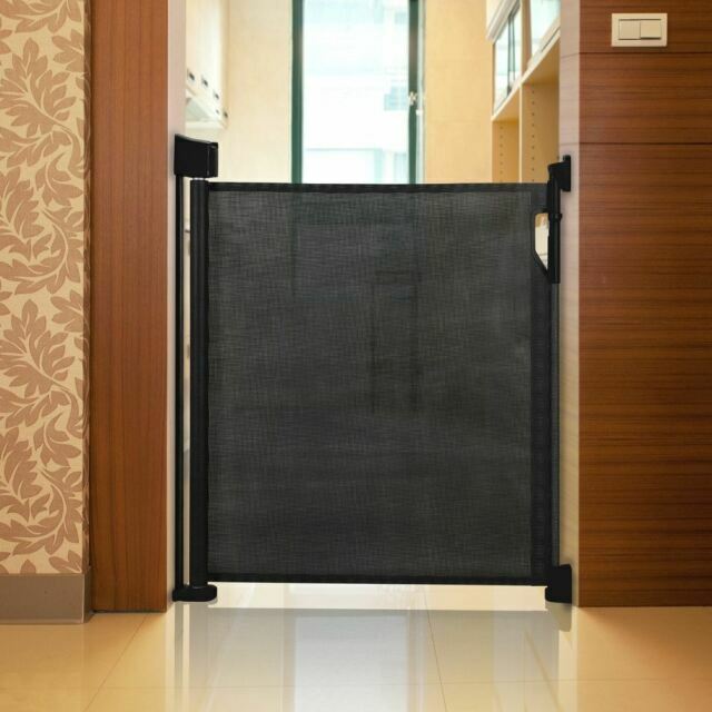 black retractable baby gate