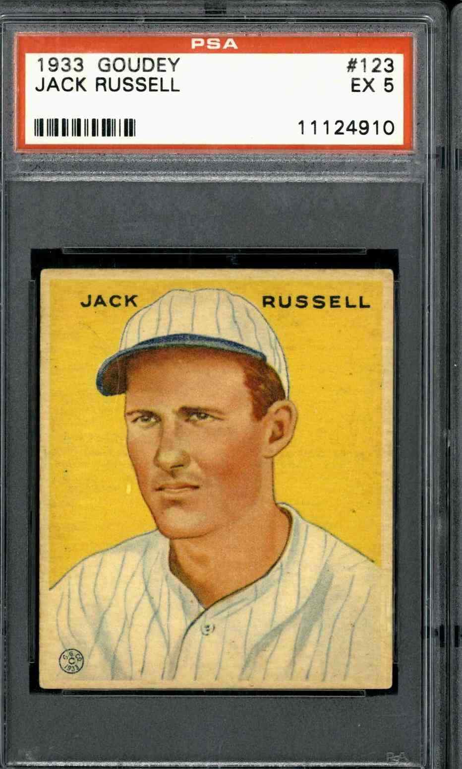 1933 Goudey #123 Jack Russell - PSA 5