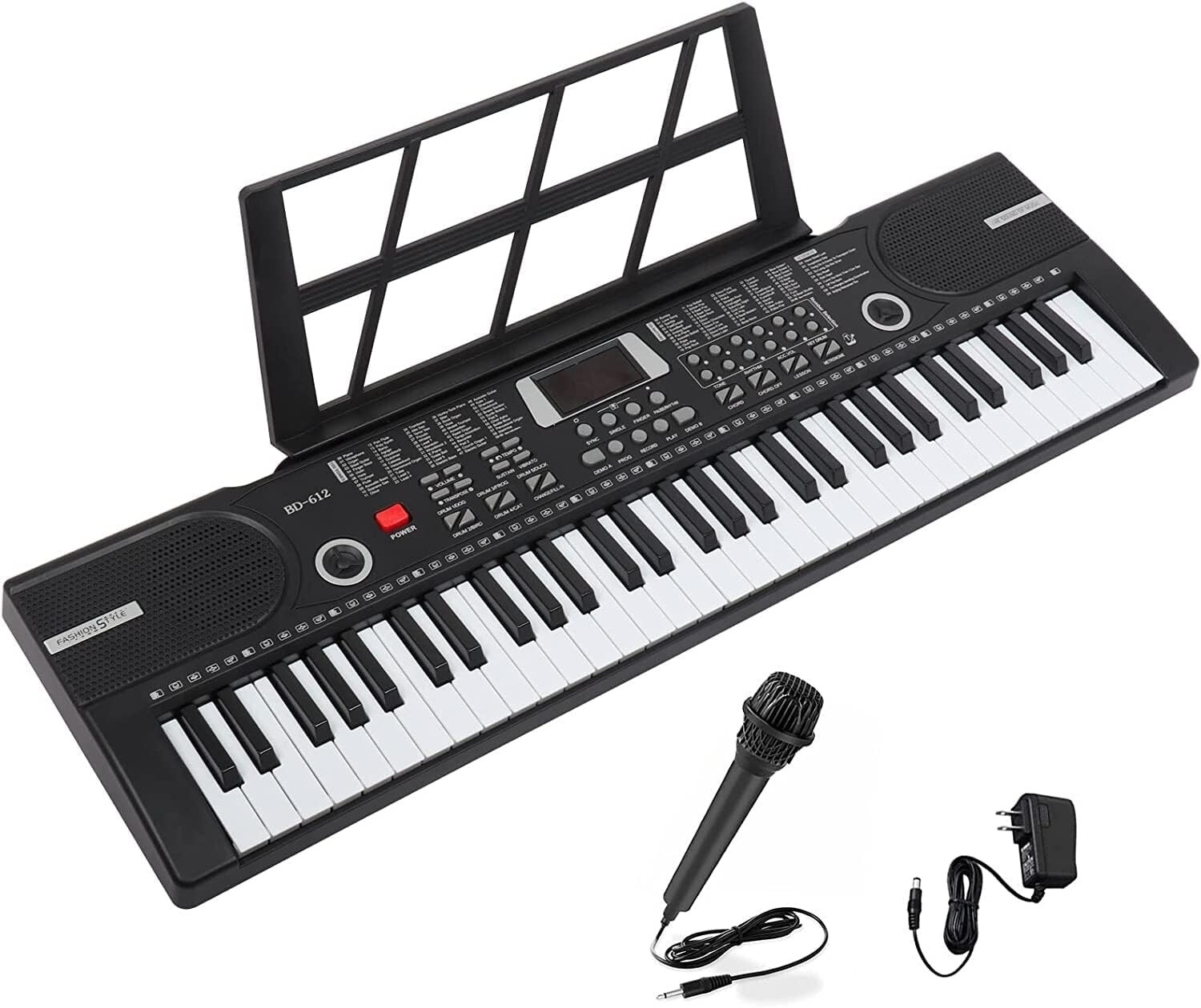 Piano Electronico Portatil Con Microfono Bocinas Y Grabadora De 61 Teclas Negro