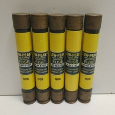 LOT OF 5 NEW OLD STOCK BUSSMANN LOW-PEAK 8/10A 600V RK5 FUSES LPS-RK-8/10SP