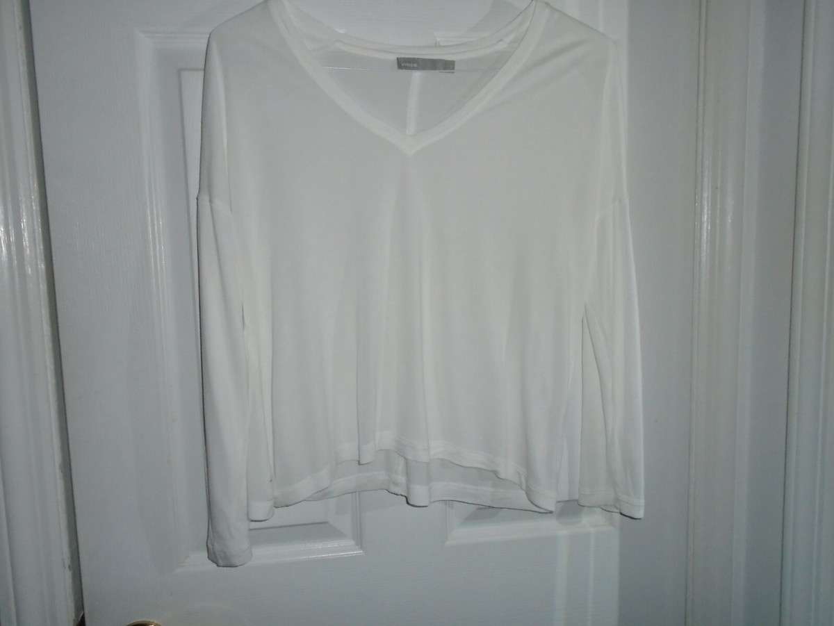 Vince White V-Neck Long Sleeve T-Shirt Size XS | eBay