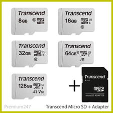Transcend 8/16/32/64/128GB Microsdxc 300S Memory Card With Adapter Class 10 U1