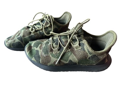 Adidas Tubular Shadow Knit Camo Shoes Youth Boys Green Canvas Low Top  Athletic