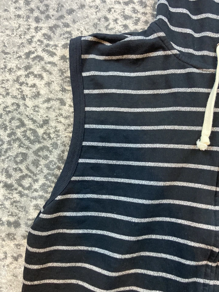 Charles and a Half Para Hombres XL Sudadera con Capucha Chaleco Negro y Gris Rayas Forro Polar Foto 4 de 4