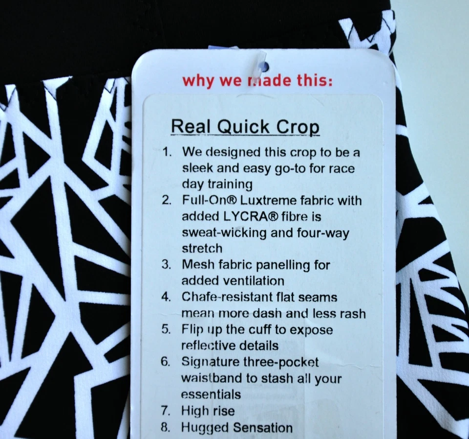 NUEVO CON ETIQUETAS Lululemon Real Quick Crop Talla 4 XS Posey Negro Blanco Floral con Malla CDSW/NEGRO  Foto 4 de 4