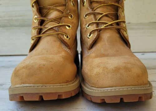 Timberland® 12909 Junior’s 6" Premium Sz 6M Waterproof Boots Wheat Nubuck - Picture 4 of 11
