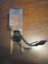 BRIGHTON QUEEN 36 CUP GRINDER MILL WALL MOUNT GLASS &CAST IRON WOOD BACK RARE