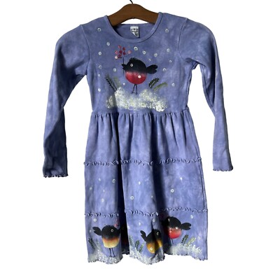 Tie Dye Tiered Dress Kids 8 Purple Cotton Long Sleeve Crewneck Summer  Trendy | eBay
