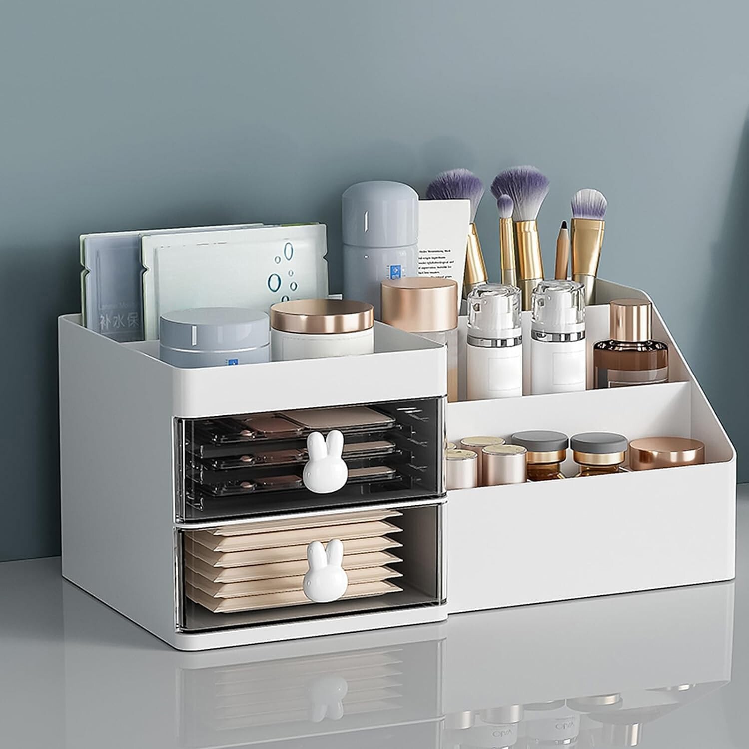 Organizer Cosmetici con 2 Cassetti - Scatola Porta Trucchi Salvaspazio