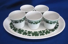 RARE MEISSEN GREEN VINE SHOT (LIQUEUR SET) GLASSES & TRAY SET 6PIECES