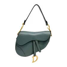 DIOR Saddle Clay Green Leather Shoulder Bag