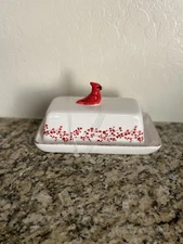 Potter’s Studio Christmas Covered Cardinal Butter Keeper