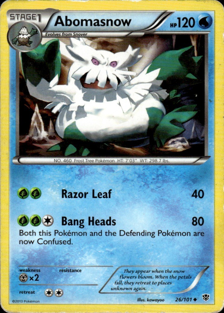 Abomasnow 26/101 Uncommon Plasma Blast Pokemon Heavily Played