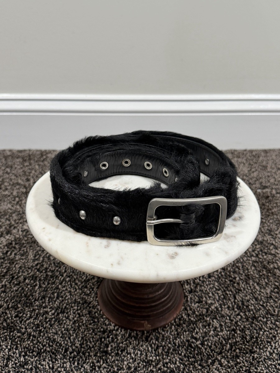 Dries Van Noten FW22 Black Fur Horsehair Studded Belt | eBay