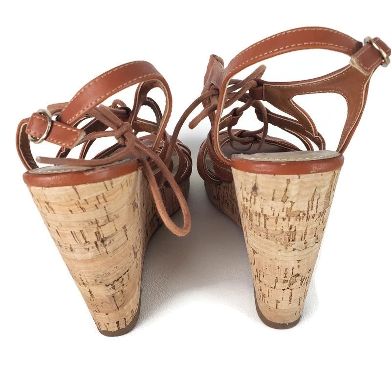 Diba London Women's Abbey Wedge Sandals Heels Size 8.5 Strappy Lace Up Tan  - Image 4 of 4