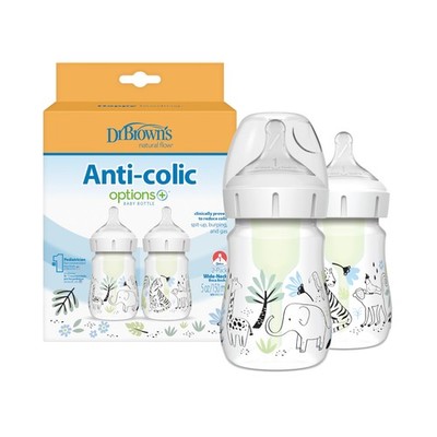Dr. Brown's Anti-Colic Options+ Wide-Neck Baby Bottle Designer Edition Bottles,