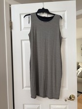 Vince Camuto Sleeveless Black/Cream Striped Shift Dress Size L