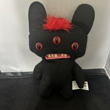 Fuggler Black Plush Stuffed Animal Small Red Mohawk JZ43
