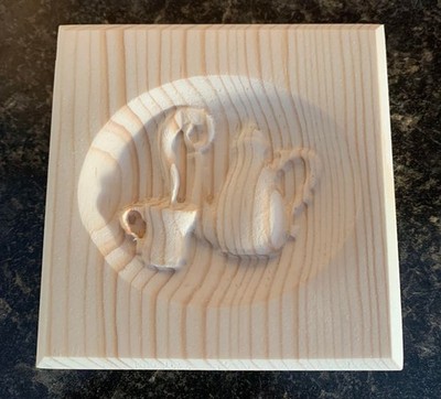 Teapot & Cup Engraving Trim Wood, Corner Trim Block Door Trim Block Window Trim
