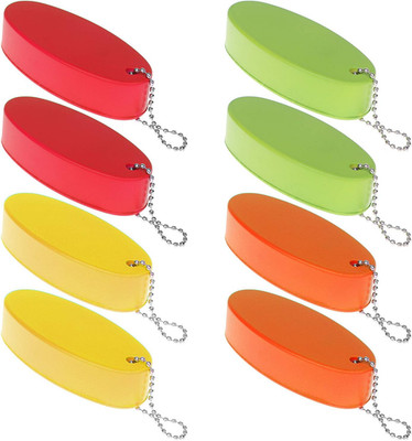 LOCOLO 8Pcs Oval Foam Floating Keychain, 4 Colors - Red, Green, Yellow, Orange -