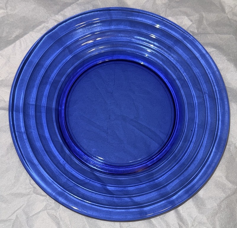 ANTIQUE Moderntone Cobalt Blue Glass 5 7/8" Dessert Plate Hazel Atlas 1934-1942