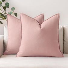 Pack of 2 Spring Decorative Linen Pillow Covers Boho Farmhouse Modern Soft Va...