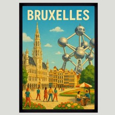 Affiche Poster mural – BRUXELLES Taille A3 ou A4 Sans Cadre
