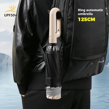 10 Rib Fully Automatic Extra Large Men  s Folding Umbrella - Ring Buckle Design