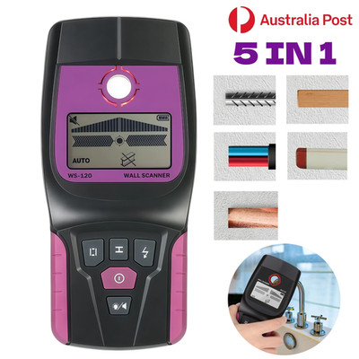 5IN1 Digital Wall Scanner Handheld Detector Wood AC Cable Live Wire Diagnostic 