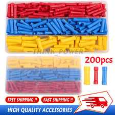 200X Insulated Straight Electrical Butt Wire Connectors Splice Crimp Terminals