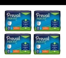 Prevail Per-Fit Adult Unisex Daily Large Underwear/Diapers Box of 4 Bags (80ct)