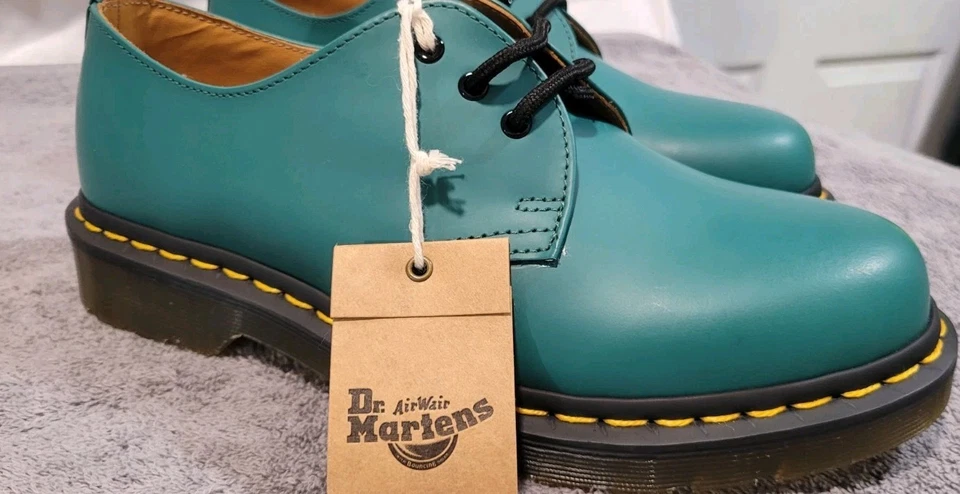 Dr.Martens 1461 renda verde-azulada lisa Oxford Punk Wm 8/Mn7 casual ou empresarial - Imagem 3 de 4