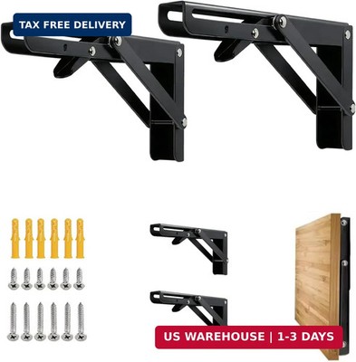Folding Shelf Bracket 6 inch 2PC Wall Mounted Collapsible Shelves Brackets Heavy