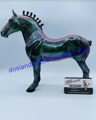 Peter Stone Standing Drafter Traditional  Signed Black Metallic Blue Horse