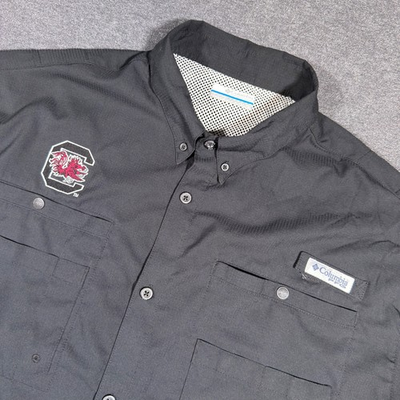 #ad #ad Columbia PFG Fishing Shirt Mens XL Black South Carolina Gamecocks Short Sleeve $21.99