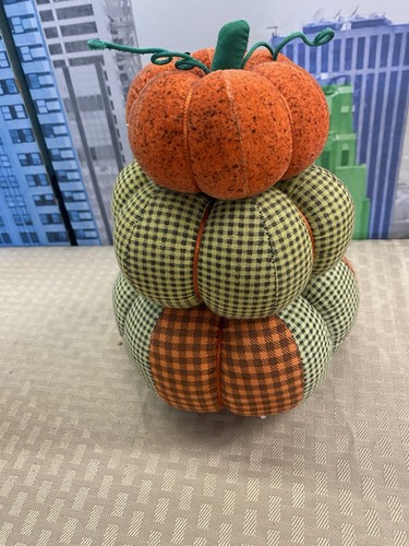 Quilted Stacked Totem Halloween Fall Pumpkin Centerpiece - Picture 3 of 3