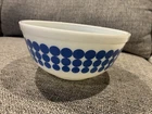 Vintage Pyrex Blue Polka Dot Mixing Bowl 8 3/4" # 403 2 1/2 Qt. White & Blue