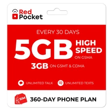$11/Mo RedPocket Prepaid Plan: 5GB + Unlimited Talk & Text (3GB GSMT & CDMA)