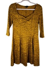 Neutral Skater Mini Dress Yellow L Fit Flare Boho Indie Folk Flowy Preppy 90s