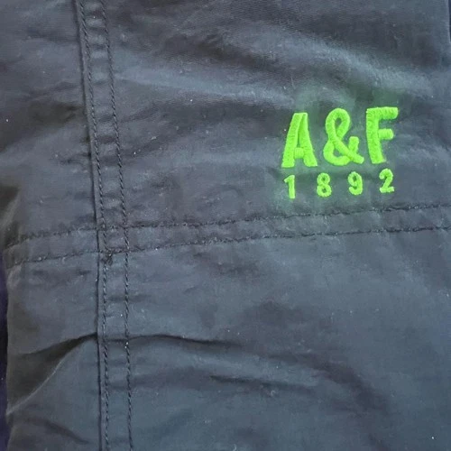 Abercrombie & Fitch Men's Small Navy Hooded Lined Winter Jacket Neon Green Moose image 6
