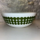 Vintage PYREX Green Polka Dot Mixing Nesting Bowl #404 Milk Glass 4 Qt