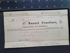 19. Jh. Briefpapier Klavier Orgeln Musiklehrer Salem Massachusetts