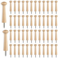50 Pieces Wooden Shaker Peg Screw-on Pegs 3.62 Inch Long Unfinished Wood Shak...