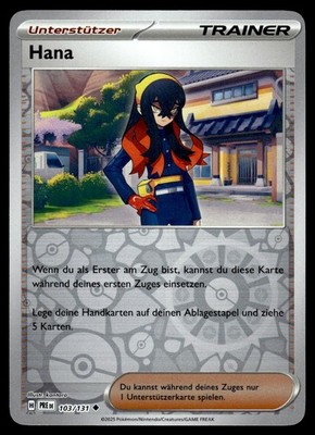 Hana 103/131 SV: Prismatic Evolutions Reverse Holo NM Pokemon Karte Deutsch