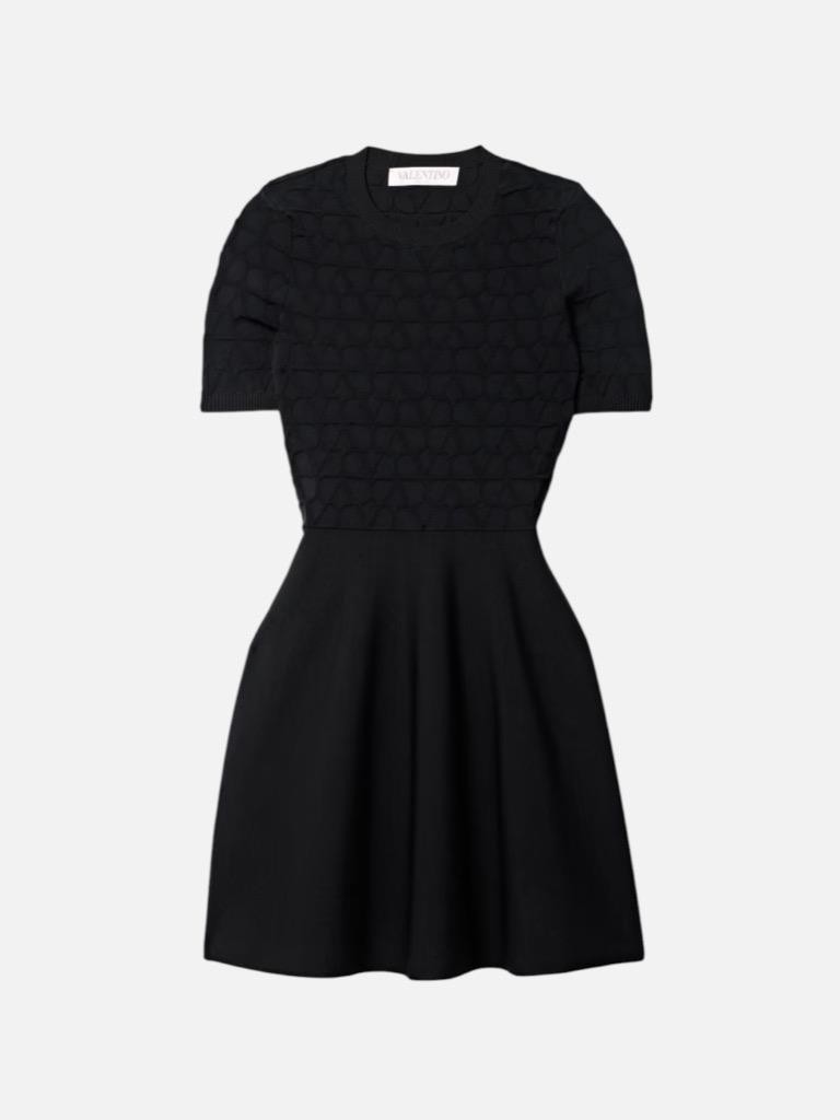 NWT Valentino Black V-Logo Short Sleeve Mini Dress Size XS