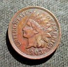 OLD COIN UNITED STATES OF AMERICA 1 CENT 1903 INDIAN HEAD PENNY W/ SHIELD
